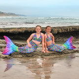 Hawaiian Rainbow Mermaid Tail + Monofin Set